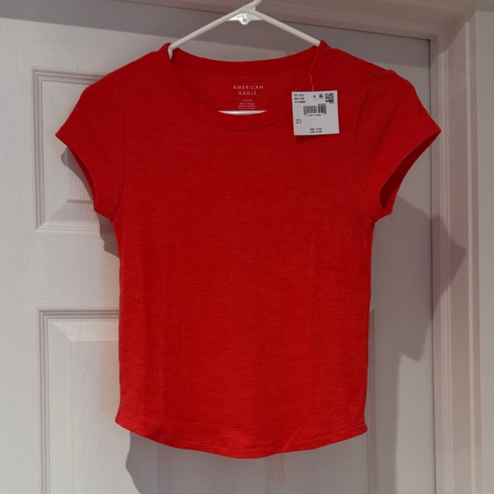 American Eagle Outfitters Vibrant Red Fitted Top